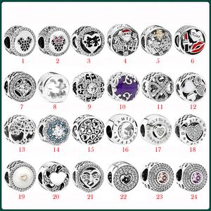 2023 Nieuwe populaire S925 Sterling Silver Pandora -serie vier -blad gras kerststijl liefde lipstick diy damesjuwelen accessoires kralen