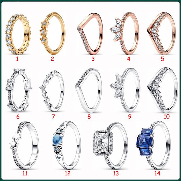 2023 Nouveau Populaire S925 Sterling Silver Pandora Anneau De Noël Snowflower Anneau Pentagonal Diamant Style Mode Tempérament Livraison Gratuite