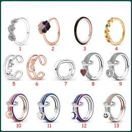 2023 Nouveau populaire S925 Sterling Silver Three -color Gem Ring Pandora ME Series Connection Ring DIY Couple Ring