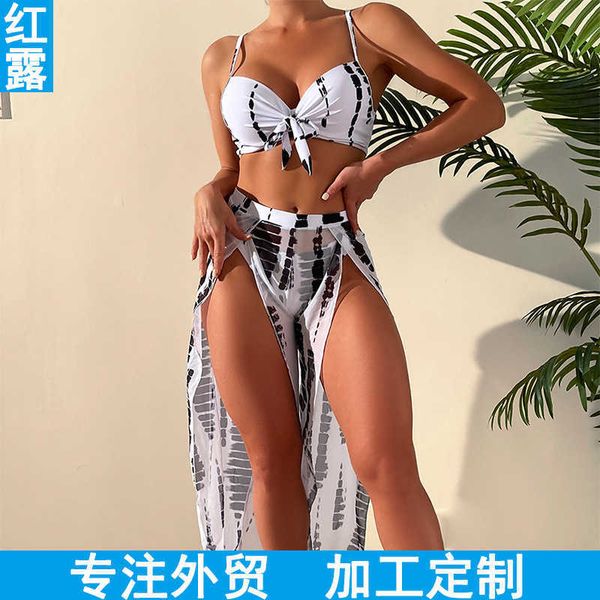 2023 nouveau imprimé trois pièces printemps chaud maillot de bain femmes Sexy fendu plage décontracté Bikini