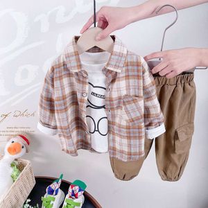 2023 Nieuw Product 1-3-4 Jaar Oude Lente En Herfst Baby Kinderen Shirt + T-shirt + Broek Driedelige Set