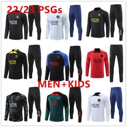 2023 Nieuwe PSGs MBAPPE voetbal jersey trainingspak 22 23 Klassieke stijl Paris Trainingspak Half pull Lange mouw SERGIO RAMOS VERRATTI ICARDI volwassen kindervoetbal