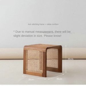 2023 Nieuwe rattan kleine vierkante tafel vaste houten salontafel as houten minimalistische tafel Japanse bijzettafel