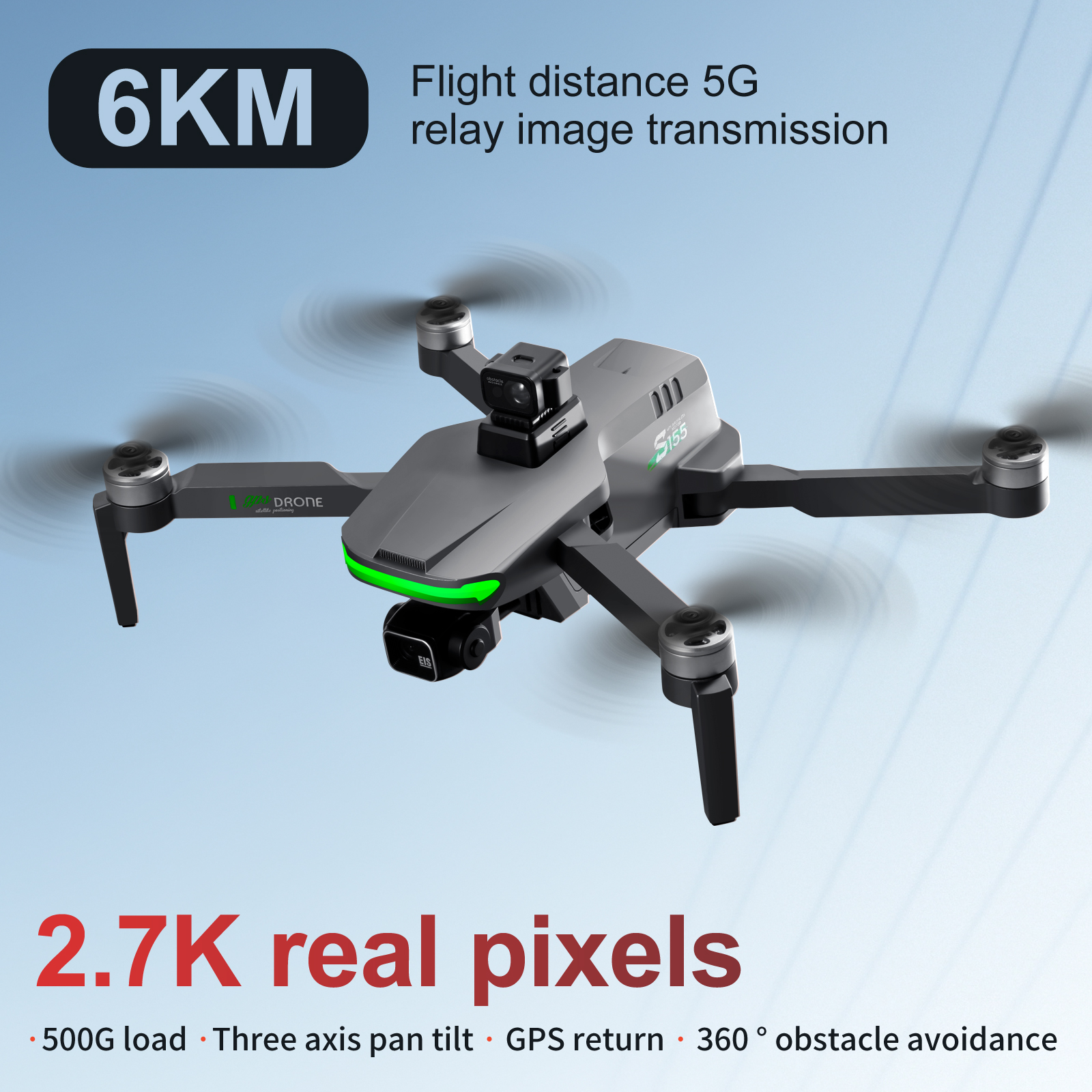2023 Nouveau réel 2.7K Dual HD Camar RC 6KM Endurance 40 min Drones professionnels 5G Moteur sans balais GPS 360 laser intelligent évitement d'obstacles Pan inclinaison à trois axes S155