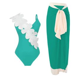 2023 Nouvelle jupe de maillot de bain rétro en une seule pièce à lommette à loisie à loisie de maillot de bain floral Femmes minceur