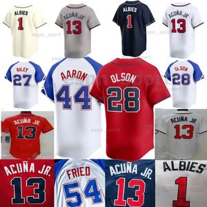 13 Ronald Acuna Jr. 2024 Nouveau maillot de baseball Matt Olson Atlanta Jorge Soler Deion Sanders Austin Riley Brave Ozzie Albies Jones Men de baseball Jeune