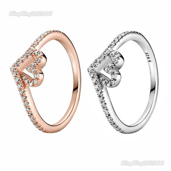 2023 NOUVEAU Rose or 925 Sterling Silver os Coeur ANNEAU Femmes Filles Bijoux De Mariage Pour pandora CZ diamant Amour Anneaux avec Original Retail Box