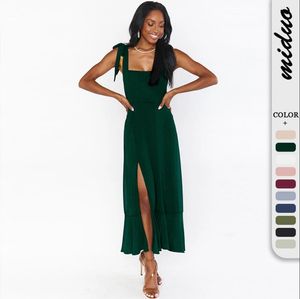 2023 Nieuwe ruches Bacless Bandage Party Split Dress Women Outfits Club Elegante zomeravondjurken Vestidos Bridesmaid's jurk