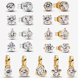 2023 nieuwe zilveren Stud oorbel voor dames Designer Sieraden Fashion Charms met CZ Hanger DIY fit Pandoras Era Bezel Lab-grown Diamond Oorbellen Verguld 14k Goud