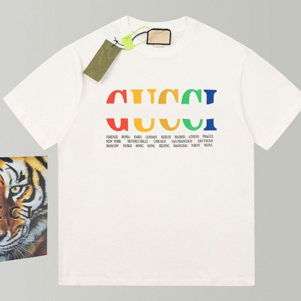 2023 Nouveau Style Simple Alphabet Anglais LOGO T-shirt À Manches Courtes T-shirt De Mode Avancé Arc-En-Ciel Changement Graduel Élément Hommes Et Femmes T-shirts