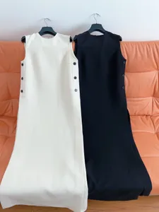 Robe longue sans manches pour femmes, débardeur fendu avec boutons latéraux, de haute qualité, nouvelle collection 2023
