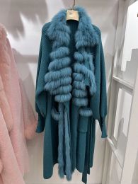 2023 Nieuwe Spring Autumn Dames Echte Fox Fur Burity Coat Fox Burar Special Sweater Female Luxe jas lange mouwen