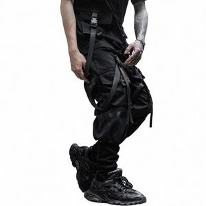 2023 Nouveau Pantalon Streetwear Hip Hop Joggers Poches Hommes Harem Casual Hommes Pantalons Longueur Cheville Ribbs Pantalon Noir Hommes ABZ696 j2rS #