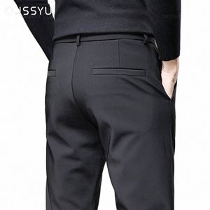 2023 Nouveau pantalon décontracté extensible hommes épais mince travail taille élastique doux pantalon formel mâle corée noir gris costume marque vêtements U3S8 #