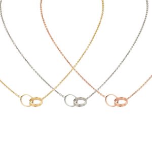 2023 New Style Classic Design Double Loop Charms Pendant Pendant Collier Love For Women Girls 316L Titanium Steel Wedding Jewelry Collares Collier Lovers Gift