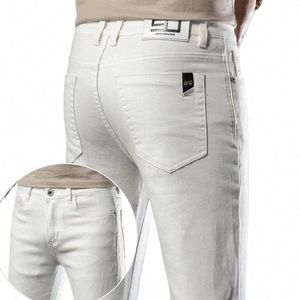 2023 Nouveau style jeans blancs pour hommes été hommes Cott Busin Stretch Slim Fit Denim pantalon nouveau pantalon décontracté homme marque Jeans l6y7 #