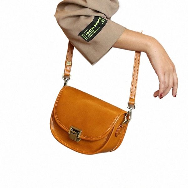 2023 Nuevo estilo Bolso de mujer de cuero real Curtido vegetal Cuero de vaca genuino Solo hombro Menger Bag Lady Popular Monedero Y46M #