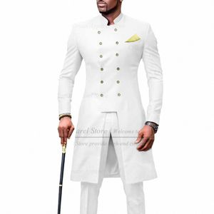 2023 Nouveaux costumes pour hommes Slim Fit Africain Busin Mariage Tuxedos sur mesure Fi Collier Blazer Pantalon 2 pièces Ensemble T3HI #