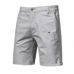 2023 Nuevo verano 100% Cott Shorts sólidos Hombres de alta calidad Casual Busin Social Cintura elástica Hombres Shorts 10 colores Shorts de playa b2lY #