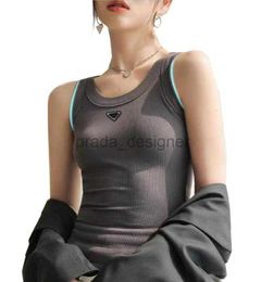 2023 Nuevo diseñador de verano Moda para mujer Tanques Sling Chaleco Algodón puro High Stretch Slim Sexy T Shirt Deportes Running Yoga Lujo Múltiples colores M-2XL Q-F3463