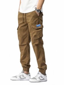2023 Nouvel été Multi-poches Pantalon cargo pour hommes Casual Slim Fit Joggers Fi Cordon Cott Pantalon de travail Homme Streetwear d6Wz #