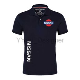 2023 Nieuwe Zomer Nissan Afdrukken Revers Kraag Ontwerp Effen Kleur Korte Mouw Populaire Comfortabele Casual Katoenen Shirt x0822