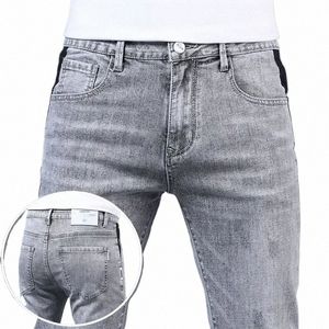 2023 Nuevo verano Thin Smoke Grey Jeans Men's Fi Brand Versi coreano de los hombres Slim Pies pequeños Pantalones de ocio Y2K Jeans para hombres 96Fq #