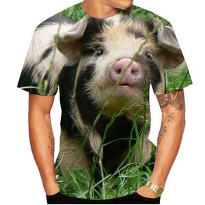 2023 NIEUW ZOMER Trendy T-shirt 3D Pig Digital Print Men's Circle