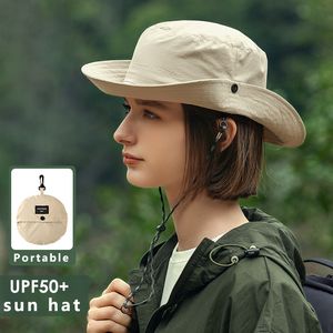 2023 nouveau été femmes seau chapeau étanche pliable 6cm bord chapeau de soleil accrochable en plein air montagne Camping UV Protection bassin casquette