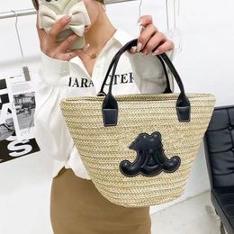 2023 Nieuwe zomer geweven groentemandtas tas boog de triomphe stro bucket Bag luxe mode handtas schoudertas tassen voor vrouwen