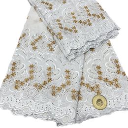 2023 Nouveau tissu de dentelle suisse femmes africaines robe couture artisanat coton broderie vêtements 2023 haute qualité 5 mètres soirée banquet nigérian femme Costume YQ-8269