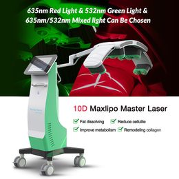 2023 Nouveau système 10d Lipo Laser Slimming Machine 532NM Green Light Fat Burning Machine Laser Laser Retrait de la cellulite 2 ans Garantie