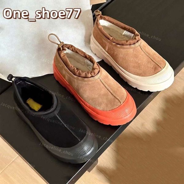 2023 Nuevas zapatillas híbridas Tasman Weather Botas de nieve de invierno Tacones de plataforma Impermeable Tazz Ultra Mini Bota Zapatos de tobillo de cuero de piel de oveja Castaño Naranja