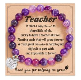 2023 Nieuwe leraarwaardering Geschenken Geschenken Natuurlijke stenen Leraar Kralen Bracelet Gifts For Women Dankje Leraar Geschenken