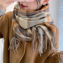 2023 Nuova sciarpa ispessita stile coreano dolce e calda sciarpa in cashmere imitazione collo a scialle scozzese