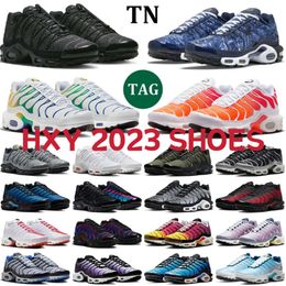 2023 Nieuwe Tn Plus Heren Dames Loopschoenen Ontwerpers TNS Spider Triple Zwart Wit Rood Zwart Metallic Zilvergrijs Reflecterende Trainers Sport Sneakers