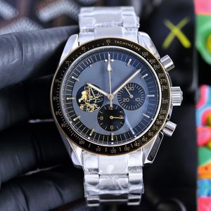 2023 Nueva marca de lujo AAA de primera calidad 1970 Serie APOLLO VK Reloj con movimiento de cuarzo multifuncional Caja de acero inoxidable 316 de 44 mm Reloj con correa de acero para hombres Ocean OMG