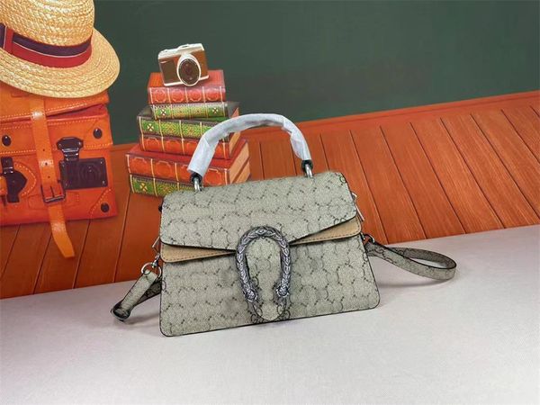 2023 nuevos bolsos de hombro de calidad superior marca de diseñador cadena de serpiente bolso con tapa para mujer lienzo con adornos de cuero bolso bandolera monedero estilo étnico retro