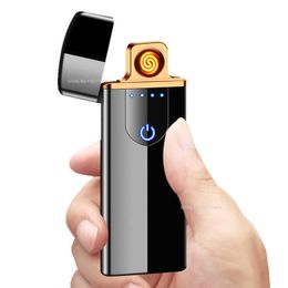 2023 nouveau tactile USB briquet Rechargeable coupe-vent électronique Cigarette fumée accessoires cadeau briquet torche YM4C