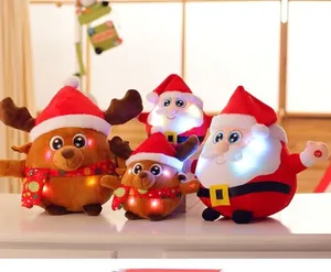 2023 Nieuwe speelgoeddecoratie -poppen Santa Deer Sing Song met LED Light in the Night Christmas Gifts