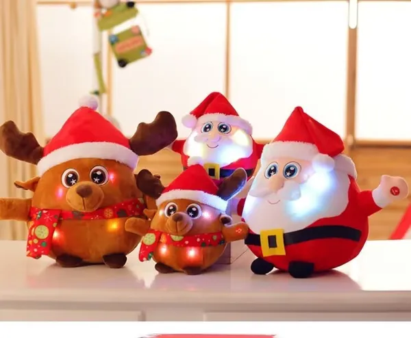 2023 NOUVEAUX Toy Decoration Dolls Santa Deer Sing Song avec LED Light in the Night Christmas Gifts