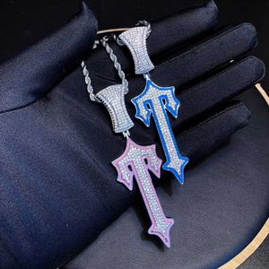 2023 nouveau collier Trapstar tout diamant pendentif croix Hip Hop Rap formation personnalisation même Centralcee exclusif