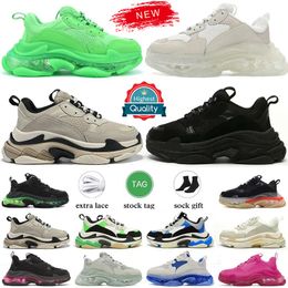 2023 nieuwe triple s heren dames designer casual schoenen platform sneakers doorzichtige zool zwart wit grijs rood roze blauw Royal Neon Green heren trainers Tennis maat 36-45