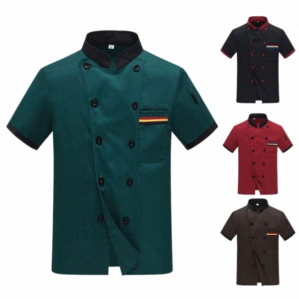 Uniforme de chef de cuisine de restaurant unisexe, chemise à manches courtes, veste de chef, vêtements de travail, A6NT #, nouvelle collection 2023