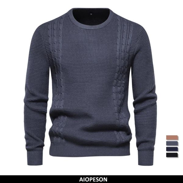 2023 Nuevo suéter cálido para hombres para otoño e invierno con color sólido y material suave suéter clásico informal