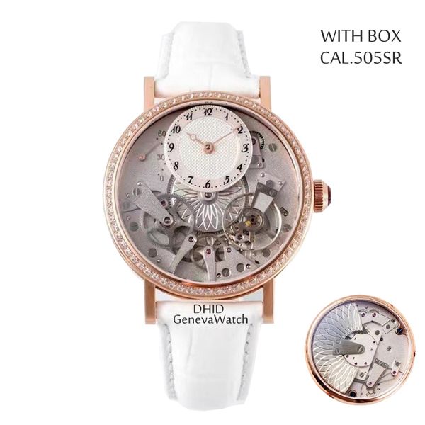 2023 Nouvelles Montres Pour Hommes Entièrement Automatique Reverse Jump Seconde Main Cal.505SR Mouvement Mécanique Blanc Bracelet De Montre 904L Or Rose Boîtier En Acier Inoxydable Montres-Bracelets