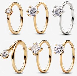 2023 Nieuwe Trouwringen voor Vrouwen Designer Valentijnsdag Cadeau DIY fit Pandoras Era Bezel Lab-grown Diamond Ring plated 14k Gold Fashion Engagement Party Sieraden