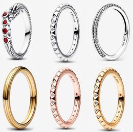 2023 nuevos anillos de boda para mujeres diseñador regalo de joyería de compromiso diamantes chapados en oro de alta calidad DIY ajuste Pandoras Dragon Crown juego anillo con caja