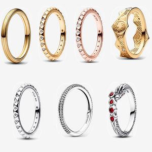 2023 Nouvelles bagues de mariage pour femmes Designer Bijoux de fiançailles Cadeau Diamants plaqués or de haute qualité DIY Fit Pandoras Thrones Dragon Crown Ring avec boîte