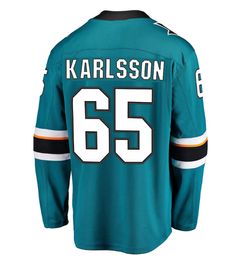 Maillots de hockey sur glace personnalisés, nom et numéro Ed, San Jose, 65 Erik Sson, 62 Kevin Labanc, 39 Logan Couture, vente en gros, nouvelle collection 2023